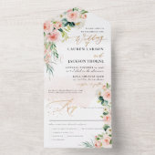 ArtsAppエレガント赤面ピンクローズ金ゴールドダスト オールインワン招待状 (内側)