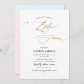 ArtsAppエレガント金ゴールド書道ベビーフェイクシャワー 招待状 (正面/裏面)