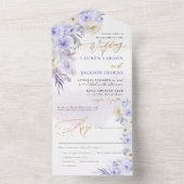 ArtsAppダスティエレガントパープルバラ金ゴールドダスト オールインワン招待状 (内側)