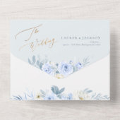 ArtsAppダスティブルーエレガントバラ金ゴールドダスト オールインワン招待状 (裏面)