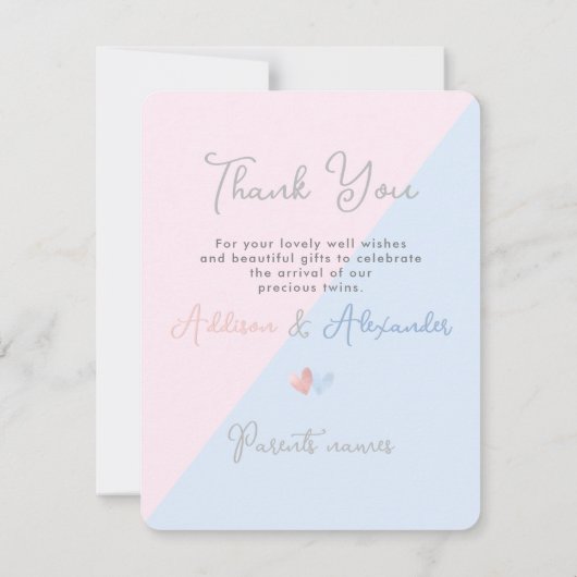 ArtsAppツインズシャワーありがとうございますお誕生日おめでとうございます 招待状 (裏面)