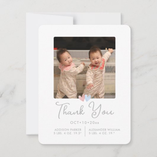 ArtsAppツインズシャワーありがとうございますお誕生日おめでとうございます 招待状 (正面)