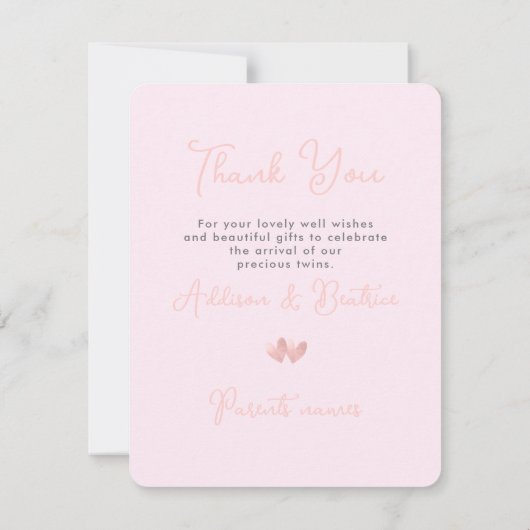 ArtsAppツインズシャワーありがとうございますお誕生日おめでとうございます 招待状 (裏面)