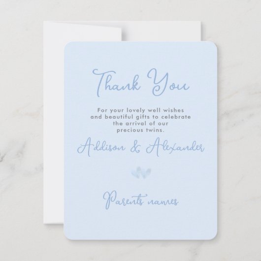 ArtsAppツインズシャワーありがとうございますお誕生日おめでとうございます 招待状 (裏面)