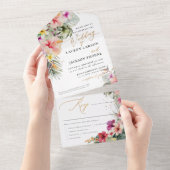 ArtsAppトロピエレガントカルパラダイスフェイク金ゴールドアクセント オールインワン招待状 (貼ってはがせる)