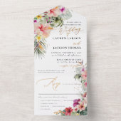 ArtsAppトロピエレガントカルパラダイスフェイク金ゴールドアクセント オールインワン招待状 (内側)