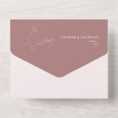 ArtsAppフェイクバラ金ゴールド書道ほこりっぽいバラ オールインワン招待状 (裏面)