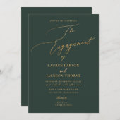 ArtsAppフェイク金ゴールドフォレストグリーン婚約 招待状 (正面/裏面)