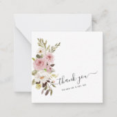 ArtsApp水彩ほこりっぽいピンクのバラありがとう ノートカード (正面)