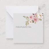 ArtsApp水彩ほこりっぽいピンクのバラありがとう ノートカード (裏面)