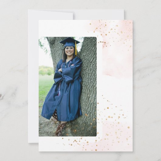 ArtsApp赤面ピンクH2洗い卒業パーティー 招待状 (裏面)