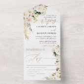 ArtsApp エレガント Alabaster Creamバラ金ゴールド オールインワン招待状 (内側)