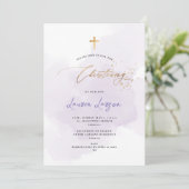 ArtsApp エレガント H2洗浄パープル《キリスト教》洗礼式や命名式 招待状 (スタンド正面)