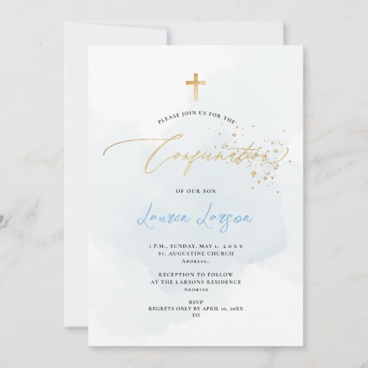 ArtsApp エレガント H2洗浄ブルー淡い色の確認 招待状 (正面)