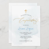 ArtsApp エレガント H2洗浄ブルー淡い色の確認 招待状 (正面/裏面)