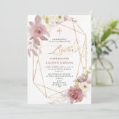 ArtsApp エレガント H2 ダスティ ピンク ローズ 洗礼 招待状 (スタンド正面)