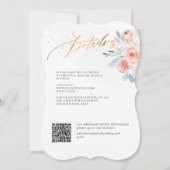 ArtsApp H2ほこりっぽいブルー赤面ピンクボタニカル 招待状 (裏面)