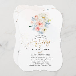 ArtsApp H2ほこりっぽいブルー赤面ピンクボタニカル 招待状