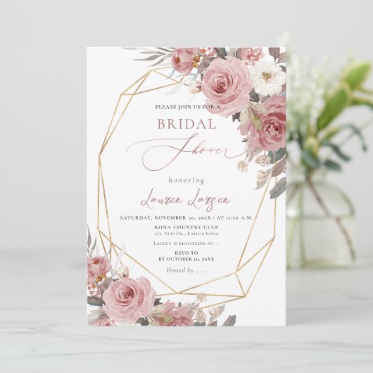 ArtsApp H2ダスティピンクローズブライダルシャワー 招待状 (スタンド正面)