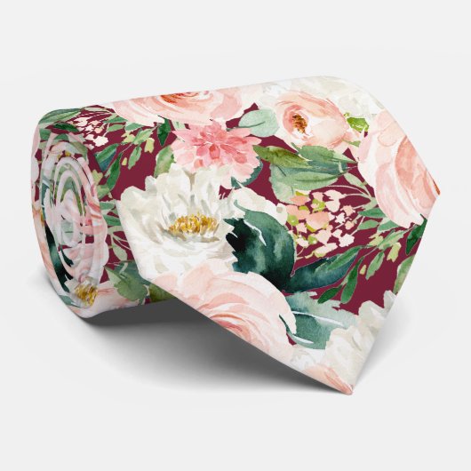 ArtsApp H2赤面ピンクローズバーガンディ結婚ズ ネクタイ (ロール)