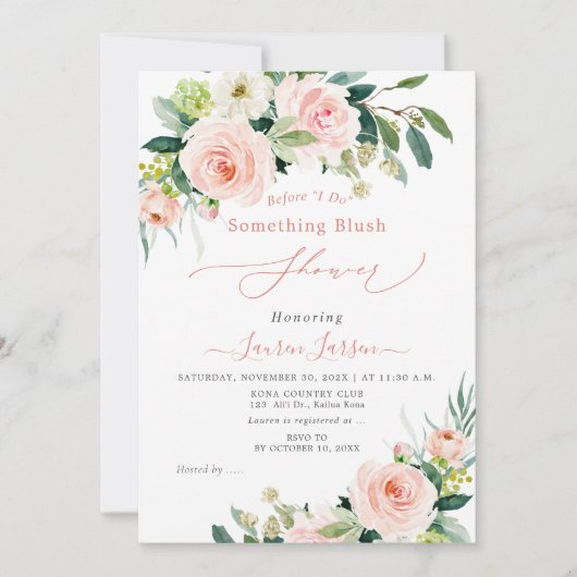 ArtsApp H2赤面ピンクローズブライダルシャワー 招待状 (正面)