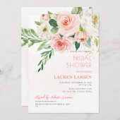 ArtsApp H2赤面ピンクローズブライダルシャワー 招待状 (正面/裏面)