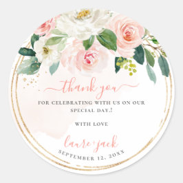 ArtsApp H2赤面ピンクローゼベビーシャワーありがとう ラウンドシール