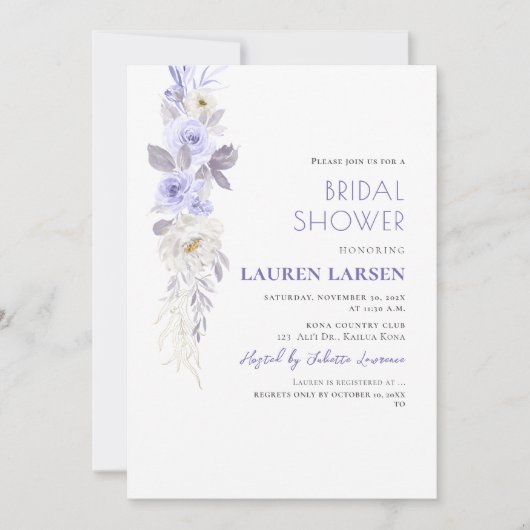 ArtsApp H2 ダスティ パープル ローズと葉 招待状 (正面)