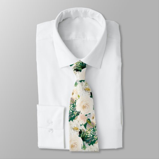 ArtsApp H2 Alabaster Cream Roses Wedding ネクタイ (タイ)