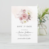 ArtsApp H2 Dusty Pink Roses Save the Date Card 招待状 (スタンド正面)