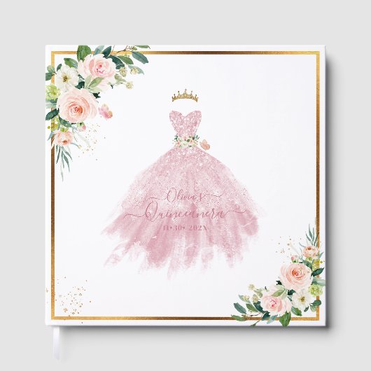 ArtsApp H2 Ombre Blush Pink Sparkling Quinceanera ゲストブック (正面)