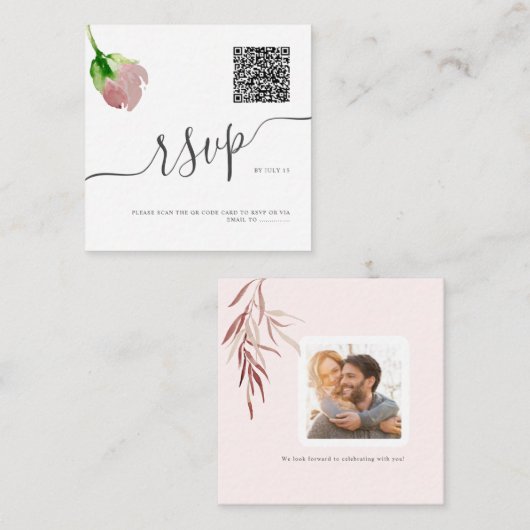 ArtsApp QRコードRSVP水彩埃バラ ノートカード (正面/裏面)