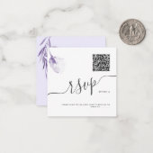 ArtsApp QRコードRSVP水彩紫バラ ノートカード (正面/裏面インサイチュ)