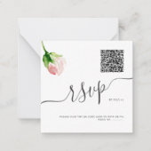 ArtsApp QRコードRSVP水彩赤面ピンクローズ ノートカード (正面)