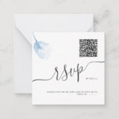 ArtsApp QRコードRSVP水彩青バラ ノートカード (正面)