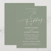 ArtsApp Sage Green Luxe書道結婚の 招待状 (正面/裏面)
