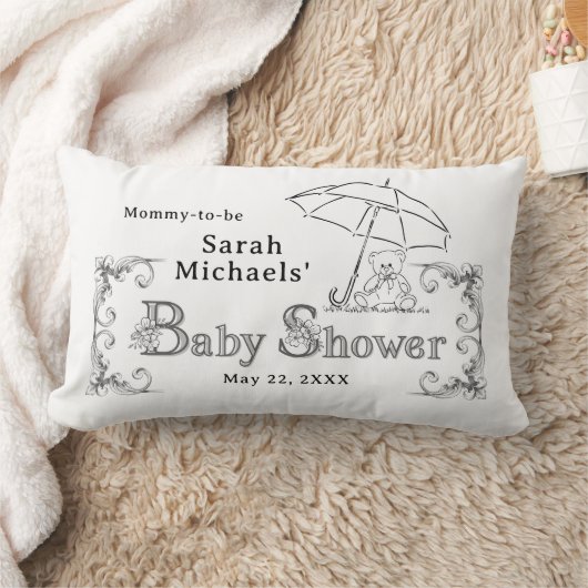 Artsy Baby Shower Mommy-to-be ランバークッション (ブランケット)