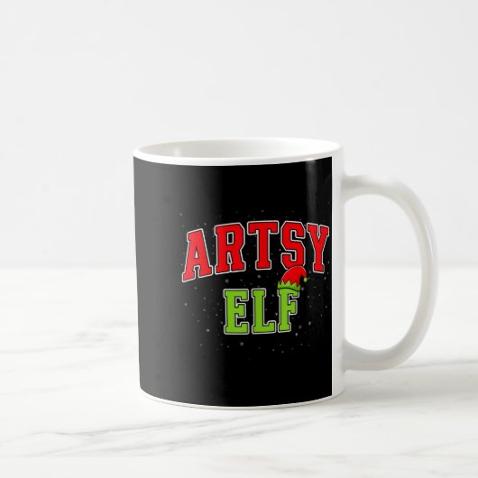 Artsy Elf Christmas Family Matching Group Xmas Act コーヒーマグカップ (右)