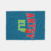 Artsy Elf Christmas Family Matching Group Xmas Act フリースブランケット (正面(横))