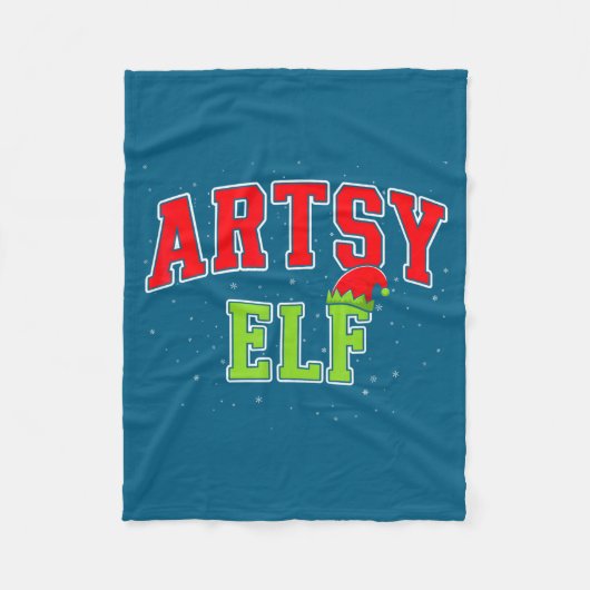 Artsy Elf Christmas Family Matching Group Xmas Act フリースブランケット (正面)