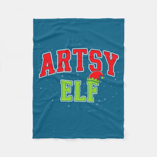 Artsy Elf Christmas Family Matching Group Xmas Act フリースブランケット (正面)