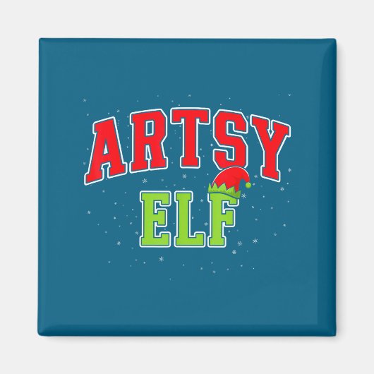 Artsy Elf Christmas Family Matching Group Xmas Act マグネット (正面)