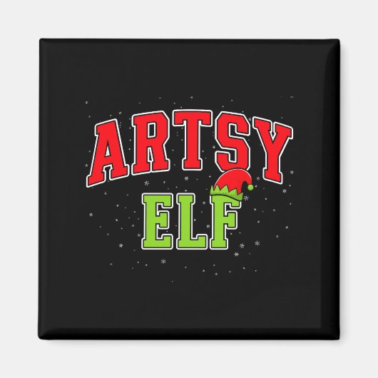 Artsy Elf Christmas Family Matching Group Xmas Act マグネット (正面)