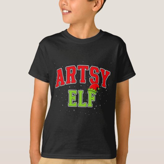 Artsy Elf Christmas Family Matching Group Xmas Act Tシャツ (正面)