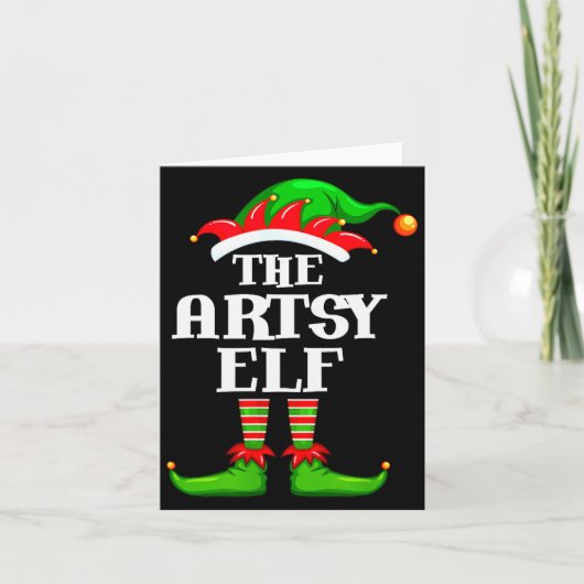 Artsy Elf Matching Family Group Christmas Party Py カード (正面)
