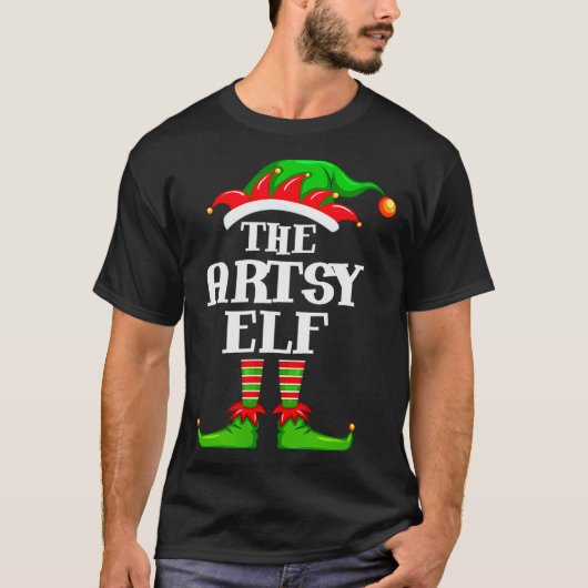 Artsy Elf Matching Family Group Christmas Party Py Tシャツ (正面)