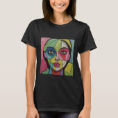 Artsy Fun Whimsical Modern Abstract Face Colorful Tシャツ (正面)