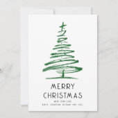 Artsy Green Glitter Tree Merry Christmas シーズンカード (正面)
