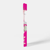 Artsy Pink Owl & Flowers Phone Case iPhoneケース (左側面)