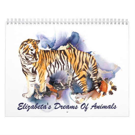 Artsy Watercolor Animals Personalized カレンダー (カバー)
